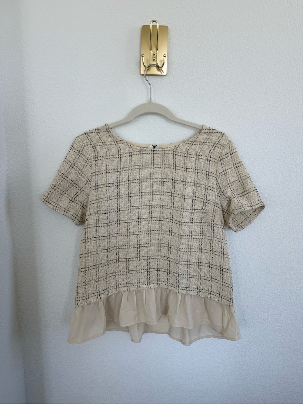 Promesa white black short sleeve flow blouse work wear